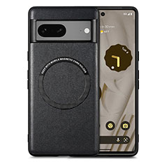 Funda Silicona Goma de Cuero Carcasa con Magnetico S02D para Google Pixel 7 5G Negro