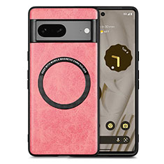 Funda Silicona Goma de Cuero Carcasa con Magnetico S02D para Google Pixel 7 5G Rosa