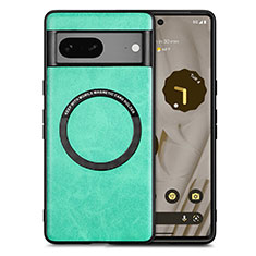 Funda Silicona Goma de Cuero Carcasa con Magnetico S02D para Google Pixel 7 5G Verde