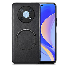 Funda Silicona Goma de Cuero Carcasa con Magnetico S02D para Huawei Enjoy 50 Pro Negro