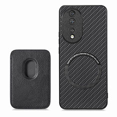 Funda Silicona Goma de Cuero Carcasa con Magnetico S02D para Huawei Honor 80 5G Negro