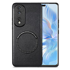 Funda Silicona Goma de Cuero Carcasa con Magnetico S02D para Huawei Honor 80 Pro 5G Negro