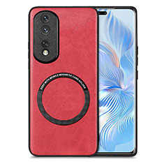 Funda Silicona Goma de Cuero Carcasa con Magnetico S02D para Huawei Honor 80 Pro 5G Rojo