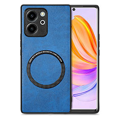 Funda Silicona Goma de Cuero Carcasa con Magnetico S02D para Huawei Honor 80 SE 5G Azul