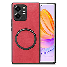 Funda Silicona Goma de Cuero Carcasa con Magnetico S02D para Huawei Honor 80 SE 5G Rojo