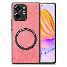 Funda Silicona Goma de Cuero Carcasa con Magnetico S02D para Huawei Honor 80 SE 5G Rosa