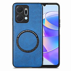 Funda Silicona Goma de Cuero Carcasa con Magnetico S02D para Huawei Honor X7a Azul