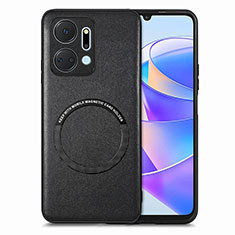 Funda Silicona Goma de Cuero Carcasa con Magnetico S02D para Huawei Honor X7a Negro