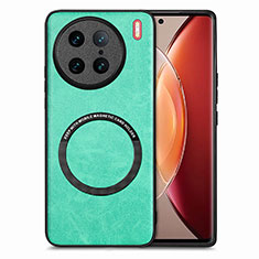 Funda Silicona Goma de Cuero Carcasa con Magnetico S02D para Vivo X90 Pro 5G Verde