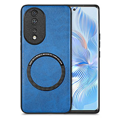 Funda Silicona Goma de Cuero Carcasa con Magnetico S03D para Huawei Honor 80 5G Azul