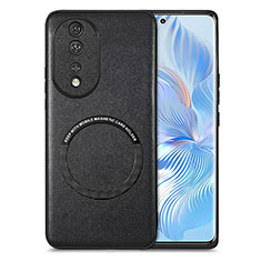 Funda Silicona Goma de Cuero Carcasa con Magnetico S03D para Huawei Honor 80 5G Negro