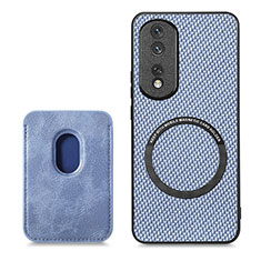 Funda Silicona Goma de Cuero Carcasa con Magnetico S03D para Huawei Honor 80 Pro Flat 5G Azul