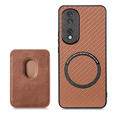 Funda Silicona Goma de Cuero Carcasa con Magnetico S03D para Huawei Honor 80 Pro Flat 5G Marron