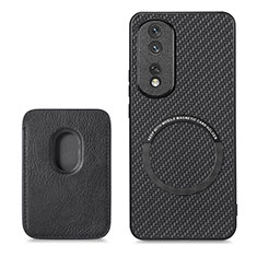 Funda Silicona Goma de Cuero Carcasa con Magnetico S03D para Huawei Honor 80 Pro Flat 5G Negro