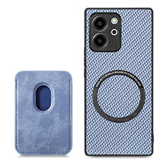 Funda Silicona Goma de Cuero Carcasa con Magnetico S03D para Huawei Honor 80 SE 5G Azul