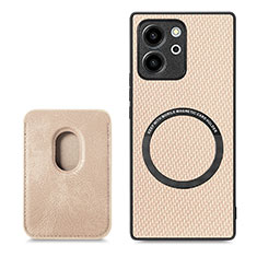 Funda Silicona Goma de Cuero Carcasa con Magnetico S03D para Huawei Honor 80 SE 5G Oro