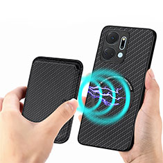 Funda Silicona Goma de Cuero Carcasa con Magnetico S03D para Huawei Honor X7a Negro