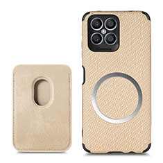 Funda Silicona Goma de Cuero Carcasa con Magnetico S03D para Huawei Honor X8 4G Oro