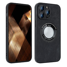 Funda Silicona Goma de Cuero Carcasa con Magnetico S07D para Apple iPhone 13 Pro Max Negro