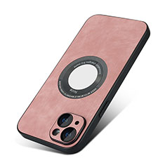 Funda Silicona Goma de Cuero Carcasa con Magnetico S07D para Apple iPhone 14 Plus Oro Rosa