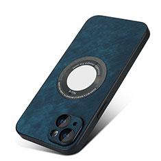 Funda Silicona Goma de Cuero Carcasa con Magnetico S07D para Apple iPhone 15 Azul