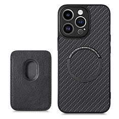 Funda Silicona Goma de Cuero Carcasa con Magnetico S08D para Apple iPhone 15 Pro Max Negro