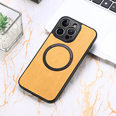 Funda Silicona Goma de Cuero Carcasa con Magnetico S11D para Apple iPhone 13 Pro Max Amarillo