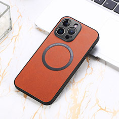 Funda Silicona Goma de Cuero Carcasa con Magnetico S11D para Apple iPhone 13 Pro Max Marron