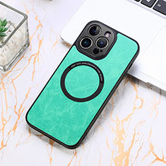 Funda Silicona Goma de Cuero Carcasa con Magnetico S11D para Apple iPhone 14 Pro Verde