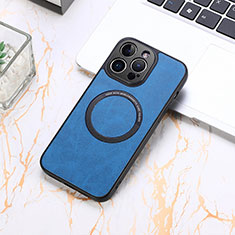 Funda Silicona Goma de Cuero Carcasa con Magnetico S11D para Apple iPhone 15 Pro Azul