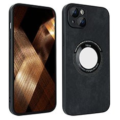 Funda Silicona Goma de Cuero Carcasa con Magnetico S14D para Apple iPhone 15 Negro