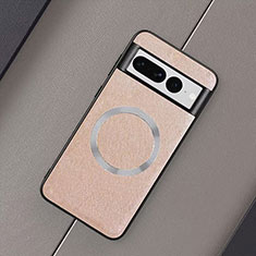 Funda Silicona Goma de Cuero Carcasa con Magnetico TB1 para Google Pixel 7 Pro 5G Oro Rosa