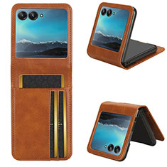 Funda Silicona Goma de Cuero Carcasa CX1 para Motorola Moto Razr 40 Ultra 5G Marron