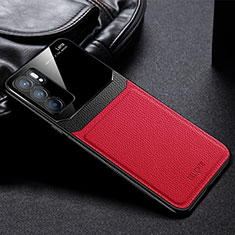 Funda Silicona Goma de Cuero Carcasa FL1 para Oppo Reno6 5G Rojo