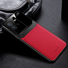 Funda Silicona Goma de Cuero Carcasa FL1 para Vivo iQOO Neo6 5G Rojo