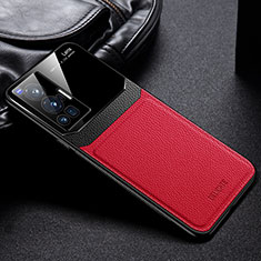 Funda Silicona Goma de Cuero Carcasa FL1 para Vivo X70 Pro 5G Rojo