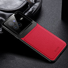 Funda Silicona Goma de Cuero Carcasa FL1 para Vivo X80 5G Rojo