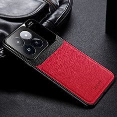 Funda Silicona Goma de Cuero Carcasa FL1 para Xiaomi Mi 14 Pro 5G Rojo