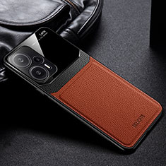 Funda Silicona Goma de Cuero Carcasa FL1 para Xiaomi Poco F5 5G Marron