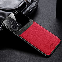 Funda Silicona Goma de Cuero Carcasa FL1 para Xiaomi Poco F5 5G Rojo