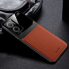 Funda Silicona Goma de Cuero Carcasa FL1 para Xiaomi Redmi 10 5G Marron