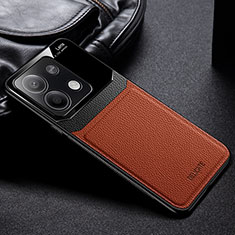 Funda Silicona Goma de Cuero Carcasa FL1 para Xiaomi Redmi Note 13 5G Marron