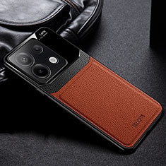 Funda Silicona Goma de Cuero Carcasa FL1 para Xiaomi Redmi Note 13 Pro 5G Marron