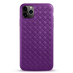 Funda Silicona Goma de Cuero Carcasa G01 para Apple iPhone 11 Pro Max Morado