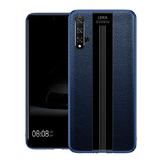 Funda Silicona Goma de Cuero Carcasa H01 para Huawei Honor 20 Azul