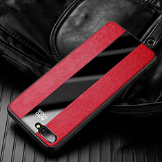 Funda Silicona Goma de Cuero Carcasa H01 para Oppo K1 Rojo