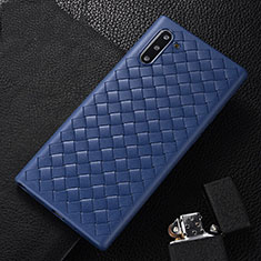 Funda Silicona Goma de Cuero Carcasa H01 para Samsung Galaxy Note 10 Azul