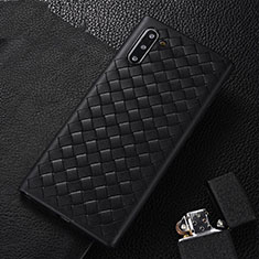 Funda Silicona Goma de Cuero Carcasa H01 para Samsung Galaxy Note 10 Negro