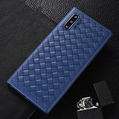 Funda Silicona Goma de Cuero Carcasa H01 para Samsung Galaxy Note 10 Plus 5G Azul