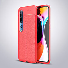 Funda Silicona Goma de Cuero Carcasa H01 para Xiaomi Mi 10 Pro Rojo